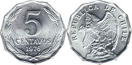 Chile moneda 5 centavos 1976
