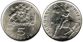 Chile moneda 5 escudos 1971