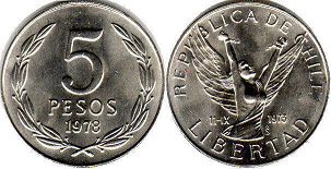 Chile moneda 5 pesos 1978