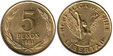 Chile moneda 5 pesos 1981