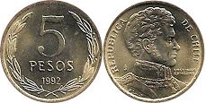 Chile moneda 5 pesos 1992