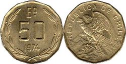 Chile moneda 50 escudos 1974