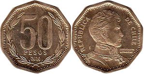 Chile moneda 50 pesos 2010