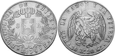 Chile coin 8 reales 1839