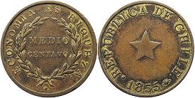 Chile moneda 1/2 centavo 1835