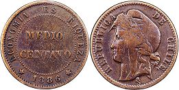 Chile coin 1/2 centavo 1886
