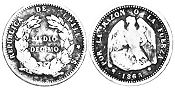 Chile moneda medio decimo 1865