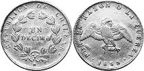 Chile moneda un decimo 1855