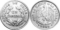 Chile moneda un decimo 1869