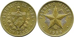 moneda Cuba 1 peso 1989