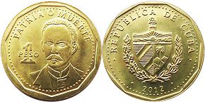 coin Cuba 1 peso 2012