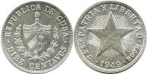 coin Cuba 10 centavos 1949