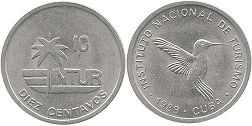moneda Cuba 10 centavos 1989