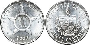 moneda Cuba 20 centavos 2007