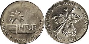moneda Cuba 25 centavos 1981