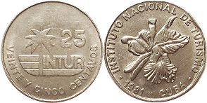 moneda Cuba 25 centavos 1981