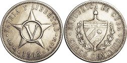 moneda Cuba 5 centavos 1915