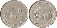 coin Cuba 5 centavos 1981