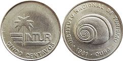 moneda Cuba 5 centavos 1981