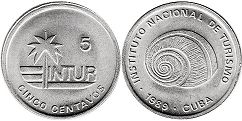 coin Cuba 5 centavos 1989