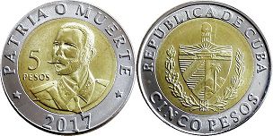 moneda Cuba 5 pesos 2017