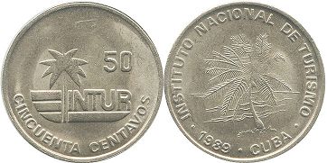 coin Cuba 50 centavos 1989
