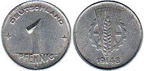 Moneda Alemania del Este 1 Pfennig 1948