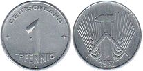 Moneda Alemania República Democrática Alemana (RDA) 1 Pfennig 1952