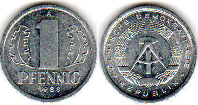 Moneda Alemania del Este 1 Pfennig 1988