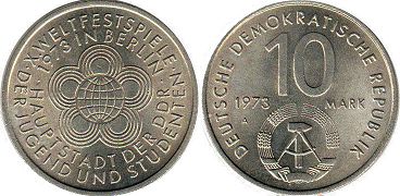 Moneda Alemania del Este 10 mark 1973 Jugendfest