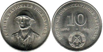 Moneda Alemania del Este 10 mark 1976 Nationalen Volksarmee