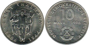 Moneda Alemania del Este 10 mark 1986 Ernst Thalmann