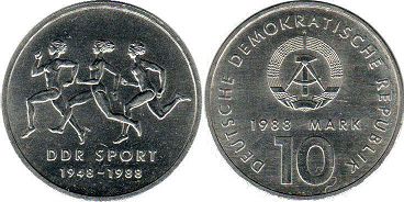 Moneda Alemania del Este 10 mark 1988 Ostdeutscher Sport