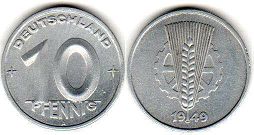 Moneda Alemania del Este 10 Pfennig 1949