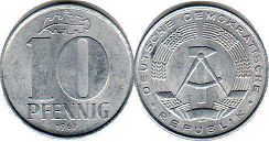 Moneda Alemania del Este 10 Pfennig 1967
