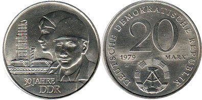 Moneda Alemania República Democrática Alemana (RDA) 20 mark 1979 30 Años República Democrática Alemana (RDA)