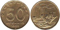 Moneda Alemania del Este 50 Pfennig 1950