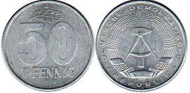 Moneda Alemania del Este 50 Pfennig 1958