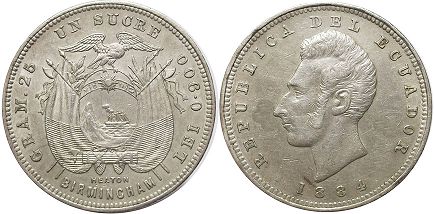 moneda Ecuador 1 sucre 1884