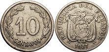 moneda Ecuador 10 centavos 1937