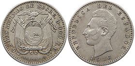 moneda Ecuador 2 decimos 1916