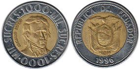 moneda Ecuador 1000 sucre 1996