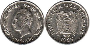 moneda Ecuador 1 sucre 1985