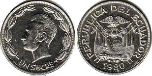 moneda Ecuador 1 sucre 1980