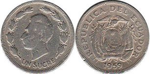 moneda Ecuador 1 sucre 1959