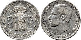 Espana 1 peseta 1880-1885