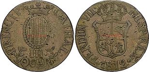 moneda Estados Españoles 3 quartos 1812