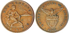 Moneda de filipinas de EE. UU. 1 centavo 1927