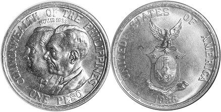 Moneda de filipinas de EE. UU. 1 peso 1936 Establecimiento de la Mancomunidad