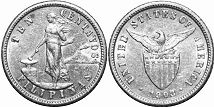 Moneda de filipinas de EE. UU. 10 centavos 1903